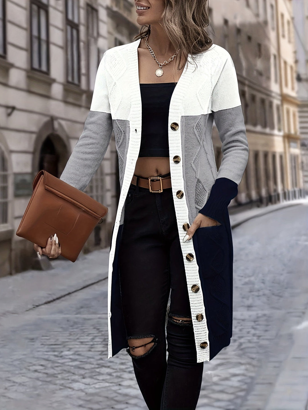 Stilvoller Ein-Knopf Woll Strickcardigan für Damen | Perfekt für den Alltag
