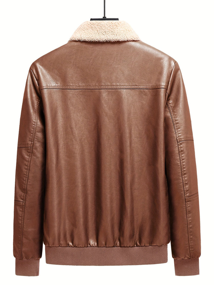 Veste d'hiver chaude en polaire et cuir PU pour hommes | Parfaite pour les activités de plein air
