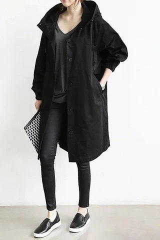 Veste coupe-vent imperméable à capuche surdimensionnée