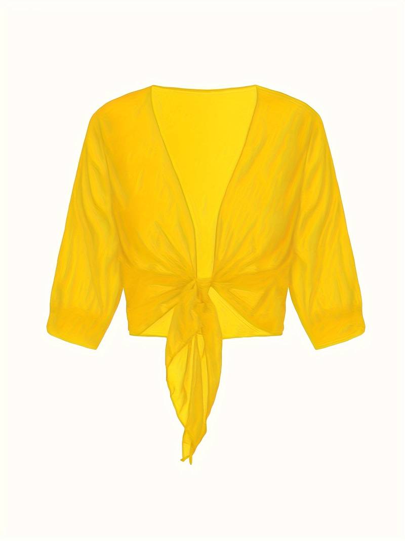 Bolero in chiffon da donna con nodo a fiocco – giacca corta trasparente per abiti da sera e outfit estivi