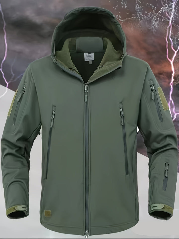 Veste de plein air tactique à capuche avec poches zippées sécurisées pour hommes | Parfait pour les activités de plein air