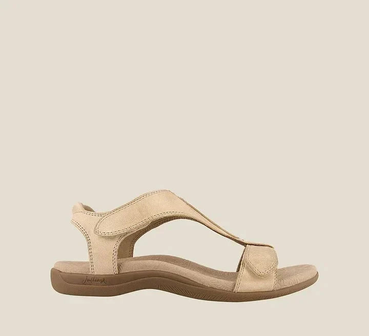 Damen Sommer Sandalen mit Reißverschluss – Bequeme T-Steg Sandalen mit weichem Fußbett & rutschfester Sohle