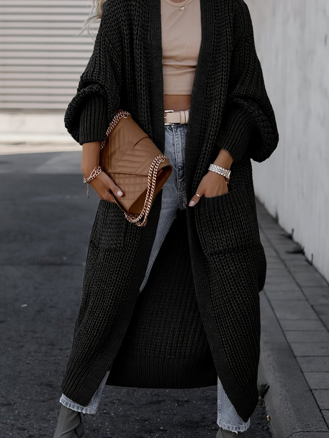 Lässiger Strickcardigan aus Wolle mit Taschen für Damen | Perfekt für den Alltag