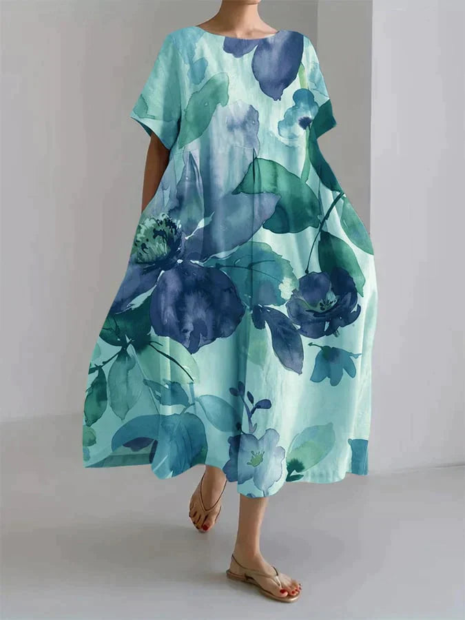 Andria - Abito da donna casual con motivo floreale botanico
