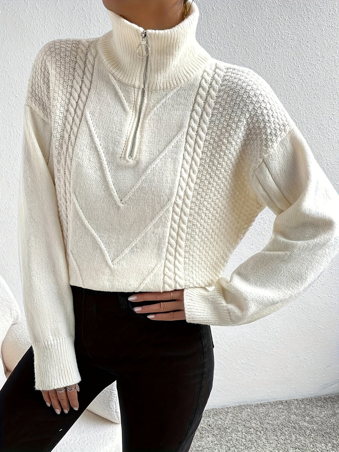 Madeleine - Maglione casual con cerniera per donna