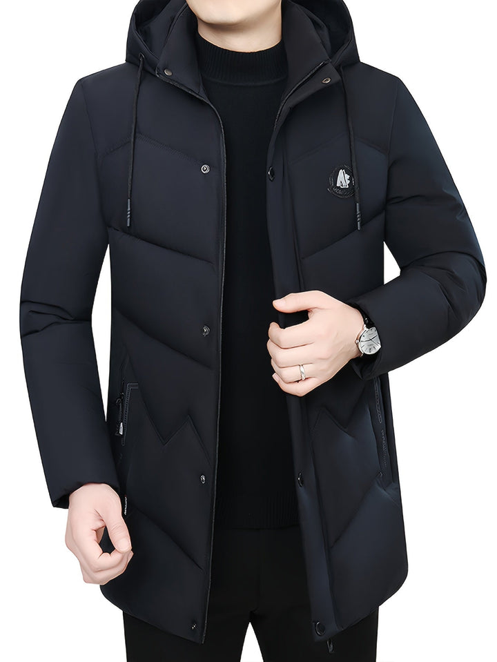 Veste d'hiver homme avec capuche – Veste matelassée chaude, coupe-vent et imperméable avec fermeture éclair et poches