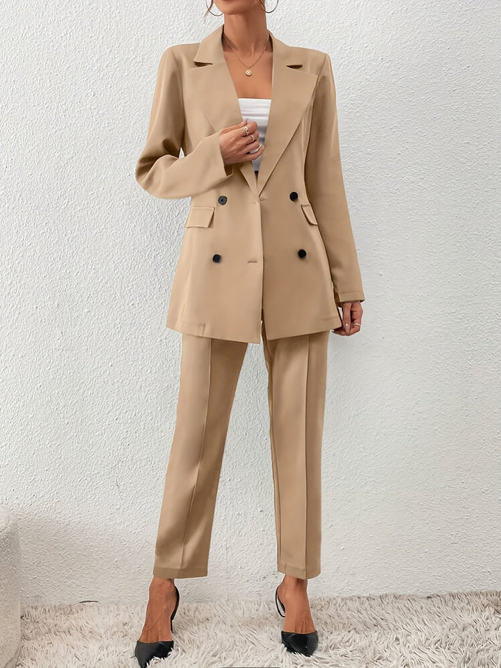 Eleganter Blazer & Schrägtaschen Hosen Outfit Set Für Damen | Für Formelle Anlässe