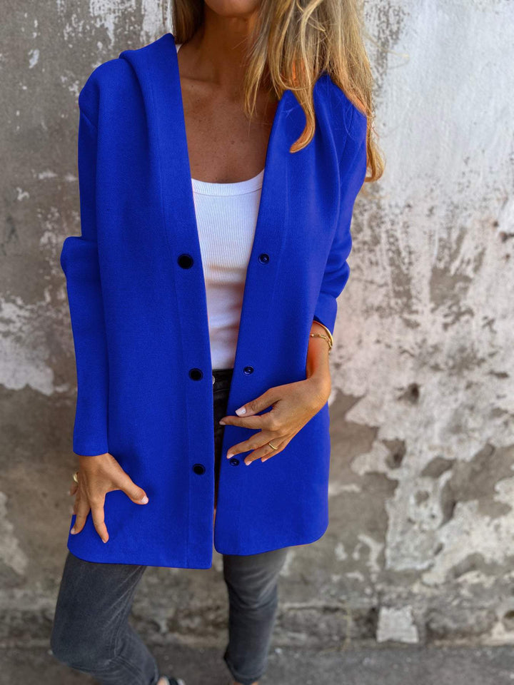 Cari - Blazer décontracté à simple boutonnage avec capuche