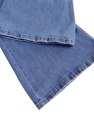 Josette - Pantalons évasés pour femmes - Décontracté - Denim - Usage quotidien occasionnel