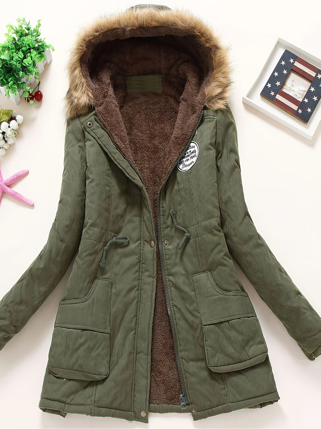 Elegante Lange Puffer Winterjacke mit Kapuze für Frauen | Perfekt für kalte Tage