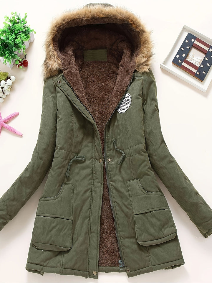 Elegante Lange Puffer Winterjacke mit Kapuze für Frauen | Perfekt für kalte Tage