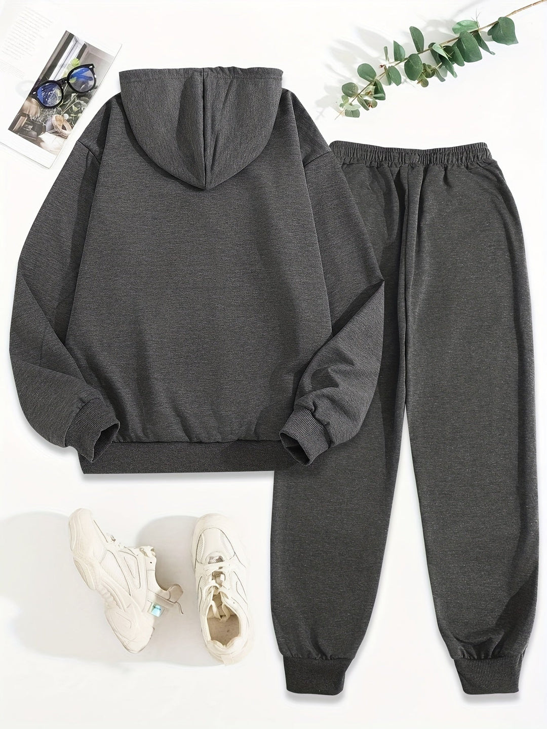 Casual cotton sweater & jogging pants with hood for women | Ideal for autumn/winter