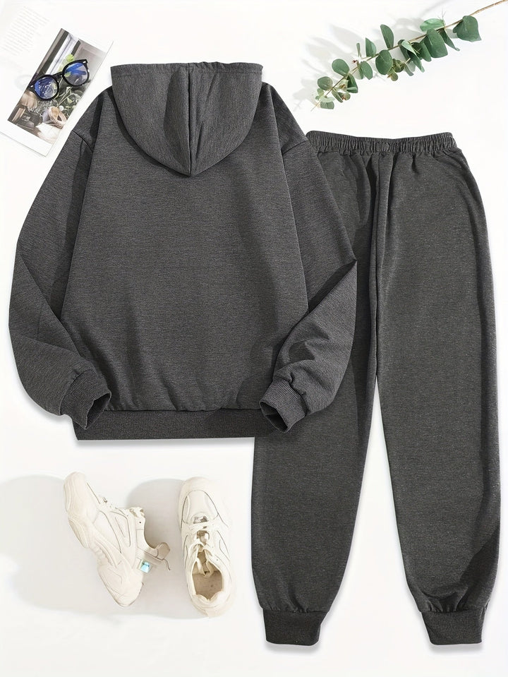 Casual cotton sweater & jogging pants with hood for women | Ideal for autumn/winter