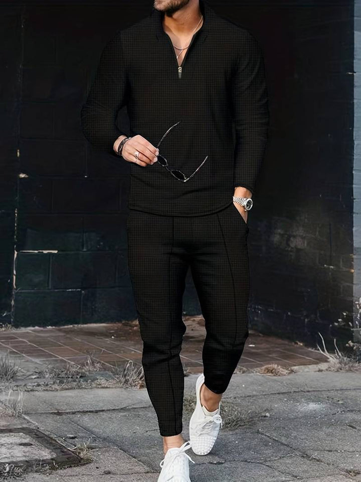 Ensemble pour homme en deux pièces – Ensemble de loisirs et survêtement d'entraînement à col montant à la mode