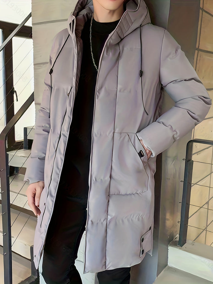 Manteau d'hiver à capuche mi-long chaud pour hommes | Parfait pour les activités de plein air