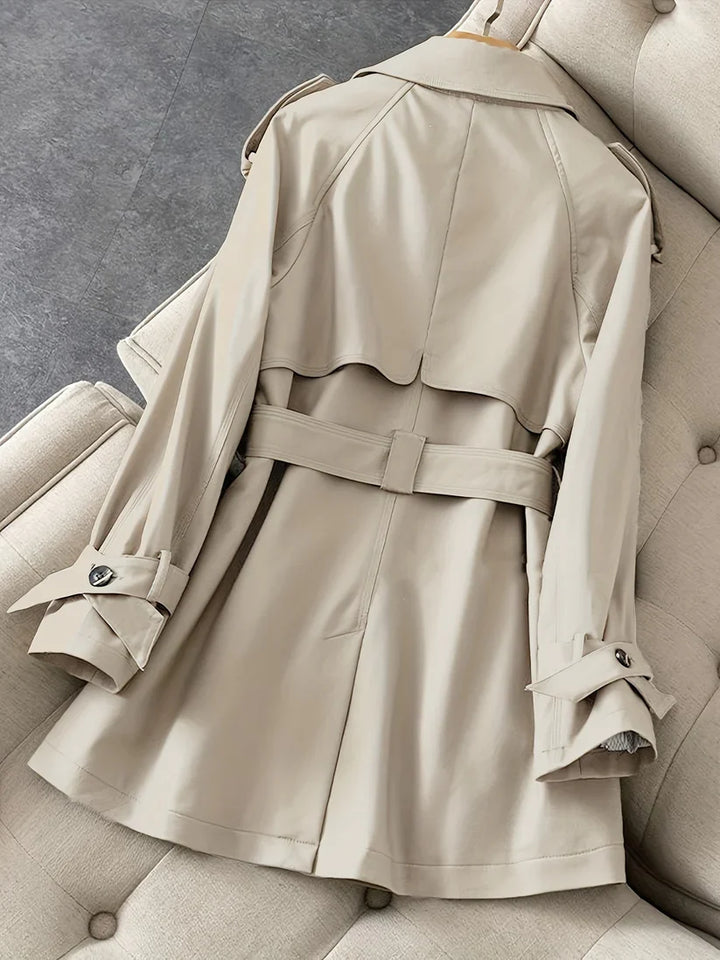 Trench coat monocolore elegante con vestibilità media e cintura per donna | Ideale per primavera e autunno