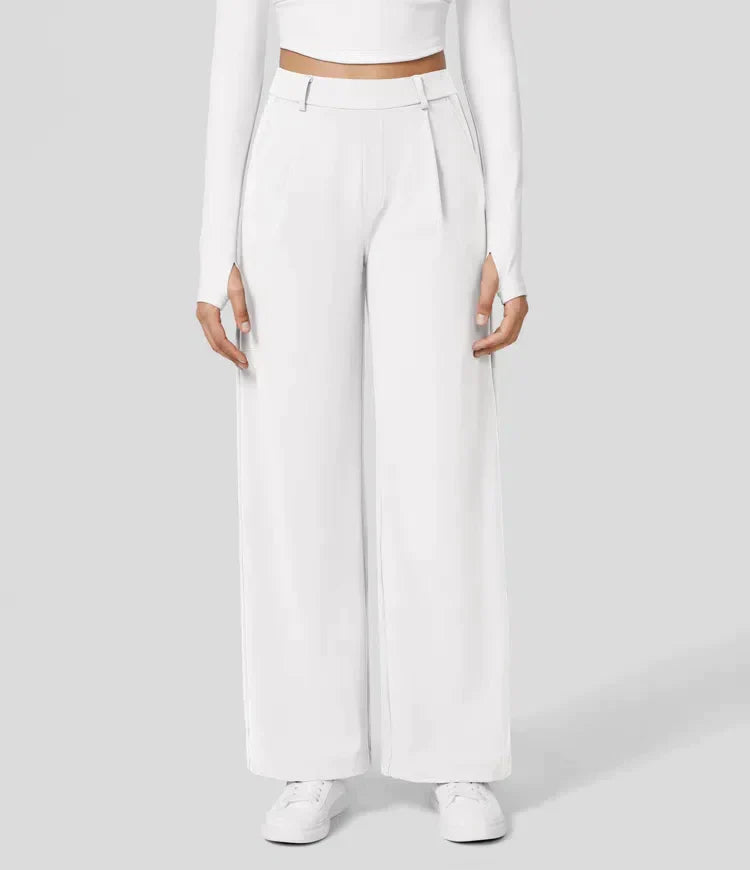 Elegante pantaloni da donna a gamba larga – vita alta, adatti per business e casual