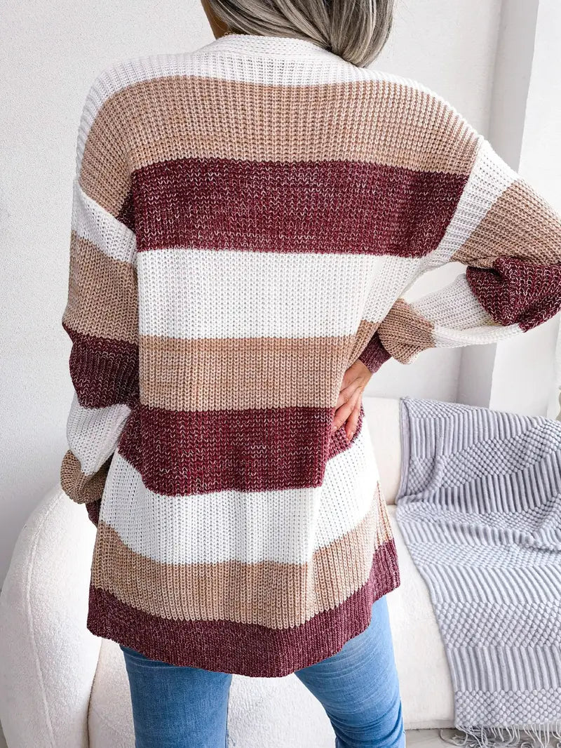Gemütliche Strickjacke Mit Offener Vorderseite Für Frauen