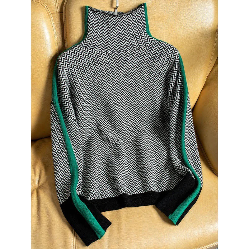 Karolina - Pull à col roulé tricoté géométrique