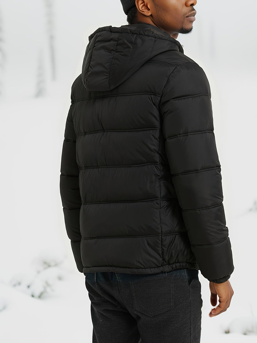 Veste d'hiver matelassée unie lisse et élégante pour hommes | Parfaite pour les activités de plein air