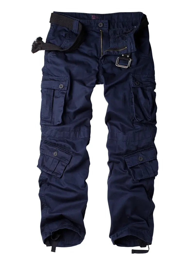 Pantalon cargo homme avec ceinture – Pantalon de loisirs multifonction avec poches et cordon de serrage pour extérieur, travail et quotidien