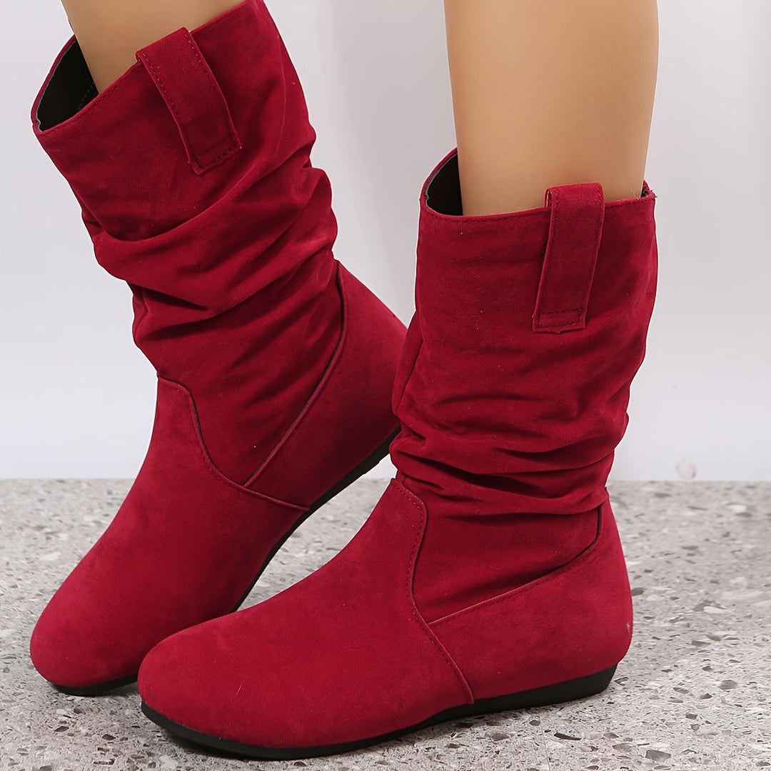 Lässige Vegane Leder-Stiefeletten mit Absatz und Wildleder-Optik für Damen | Ideal für Herbst/Winter