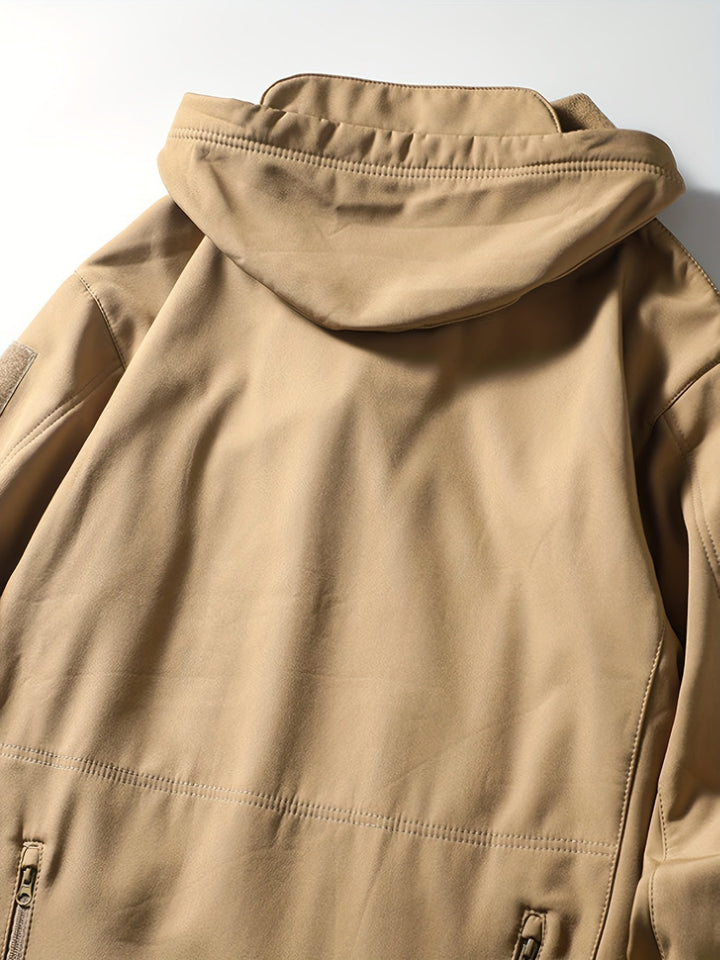 Veste softshell homme – Veste tactique extérieure coupe-vent avec capuche et poches zippées