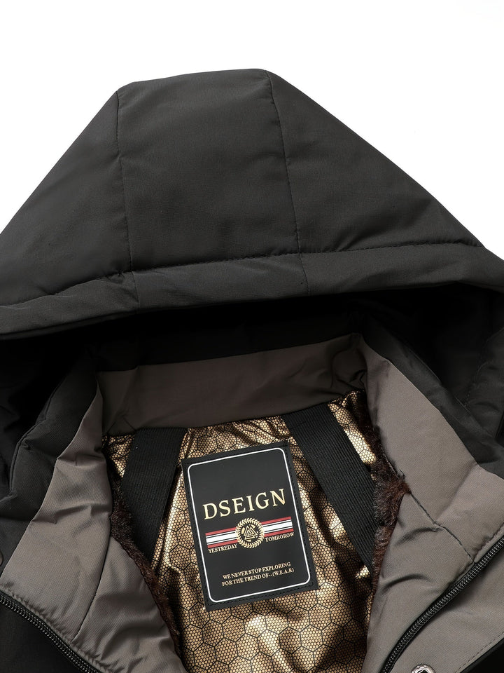 Mose - Manteau d'hiver matelassé pour hommes avec capuche - Veste chaude avec fermeture éclair et poches