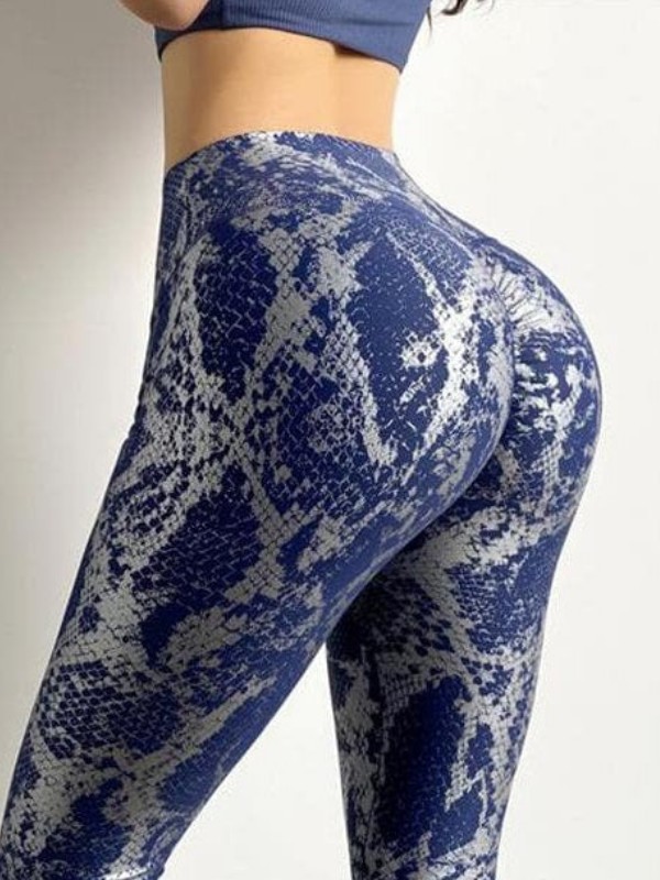 Valentina - Leggings femme taille haute avec motif serpent bronzé