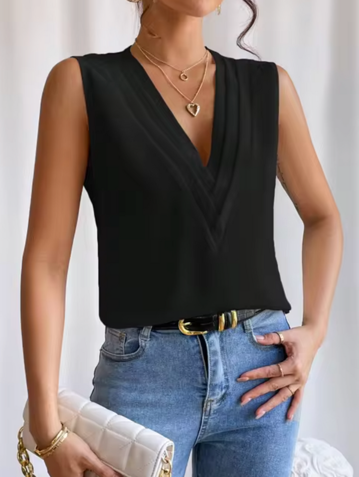 Maddie – Elegante top senza maniche con scollo a V