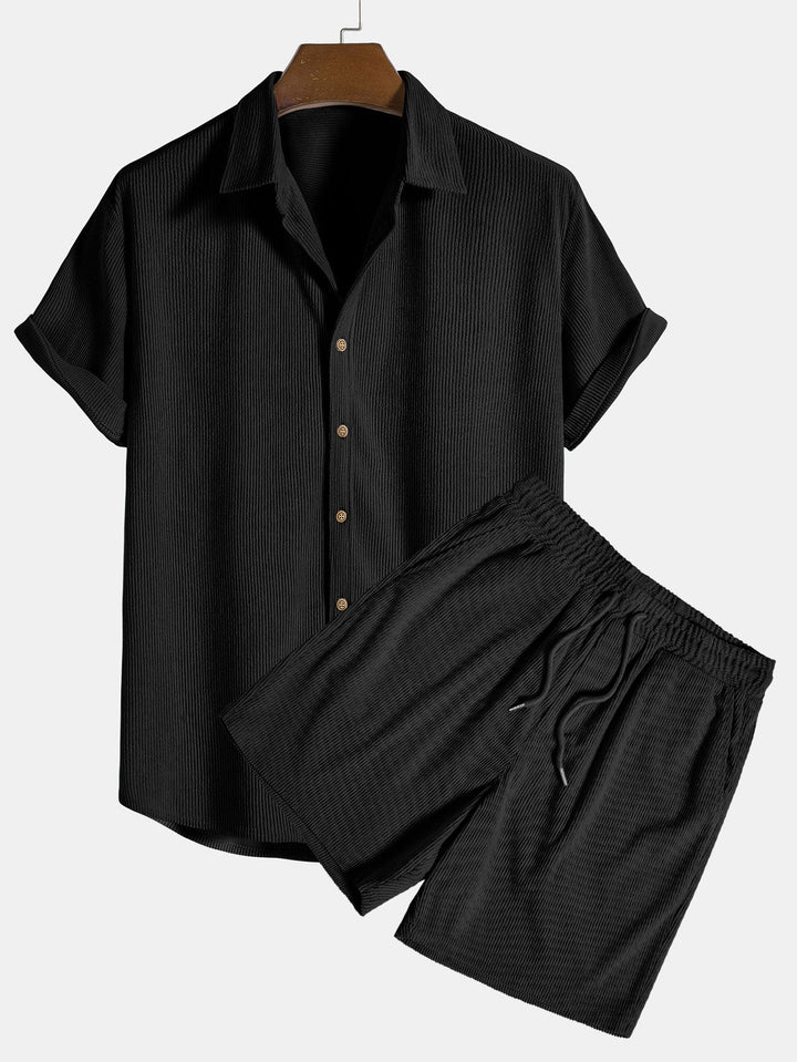 Set estivo camicia a maniche corte e pantaloncini per uomo