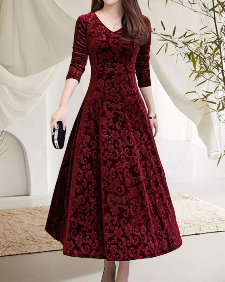 Elegantes Samt kleid mit langen Ärmeln