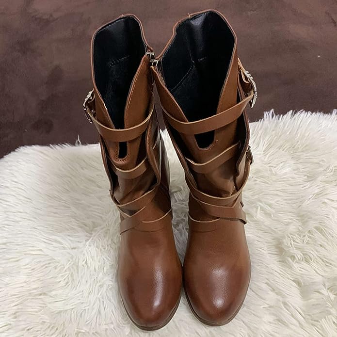 Eudex - Bottes en cuir stylées look rétro