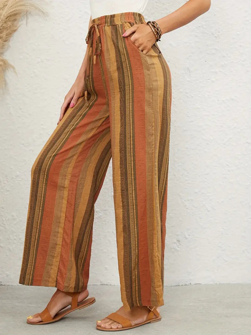 Chic Weite Streifenhose | Perfekt für den Alltag für Damen