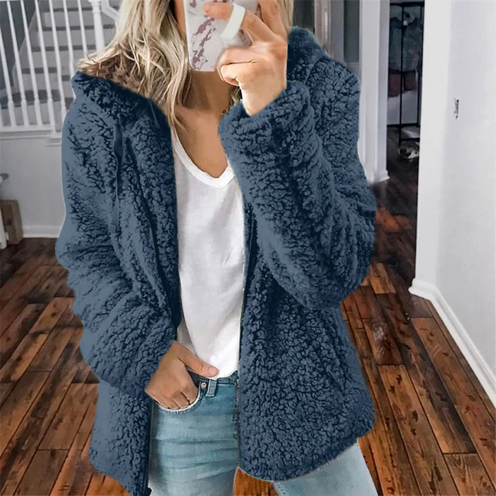 Veste en peluche avec capuche et fermeture éclair, gilet en polaire