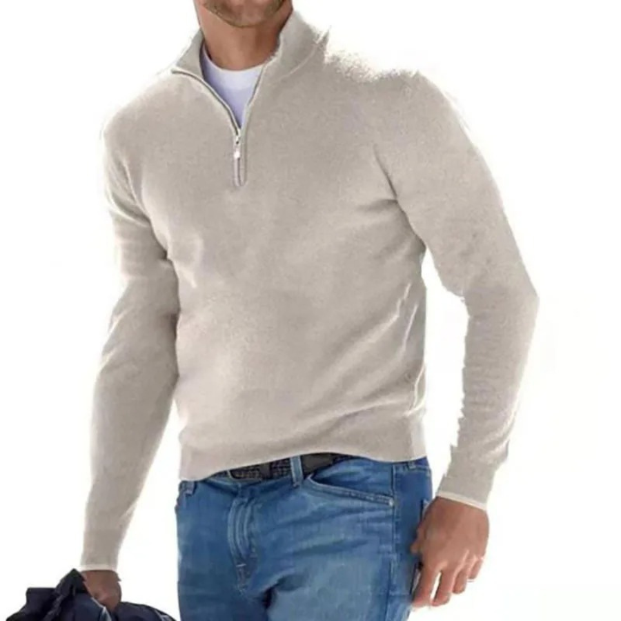 Maglione classico in maglia con cerniera e collo alto