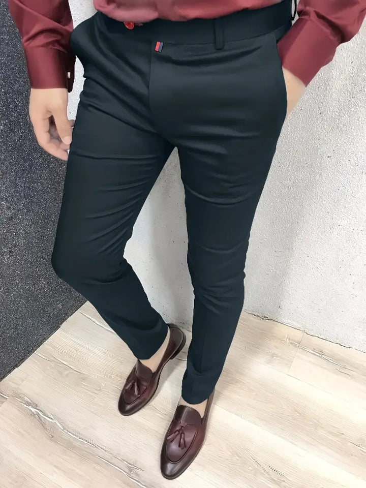 Pantalon chino homme slim fit – Pantalon d'affaires élégant camel avec stretch et fermeture à bouton
