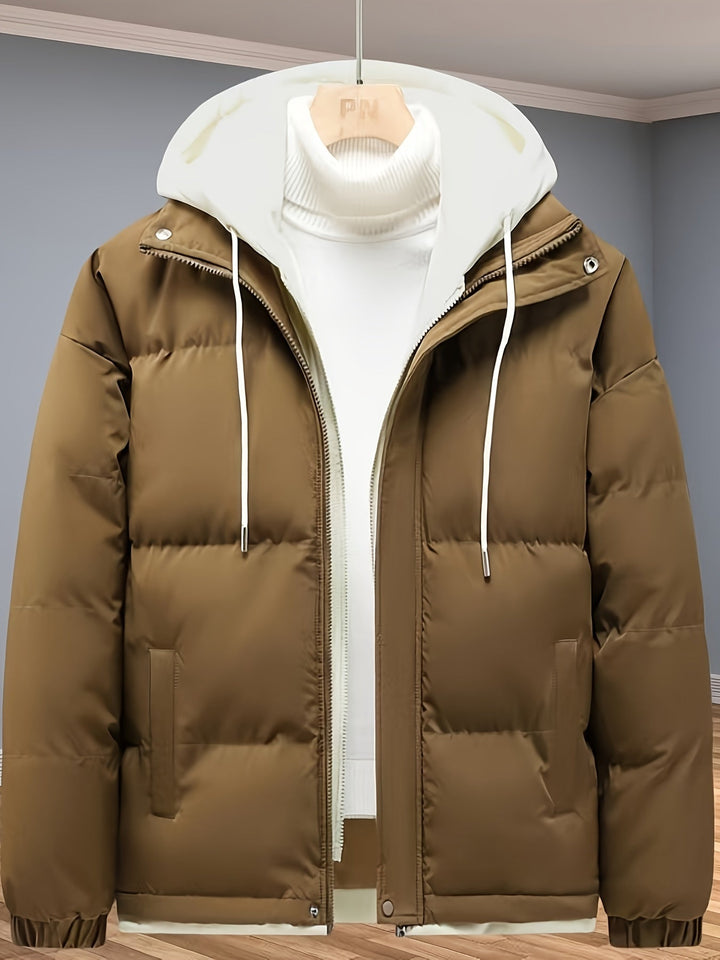 Veste d'hiver chaude épaissie mi-longue à fermeture éclair pour hommes | Parfaite pour les activités de plein air