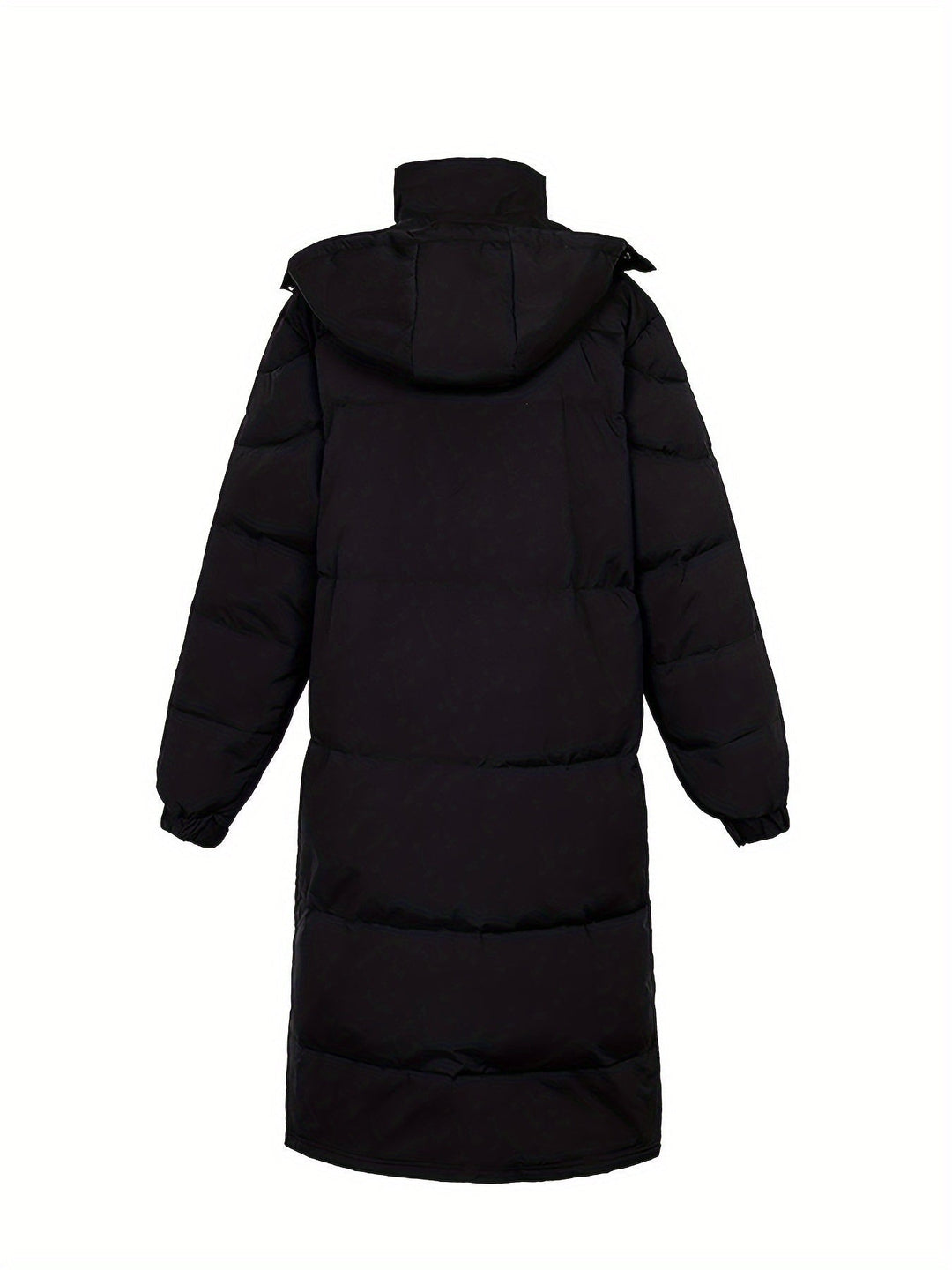 Veste d'hiver chaude longue matelassée noire à capuche en coton pour hommes | Parfaite pour les activités de plein air