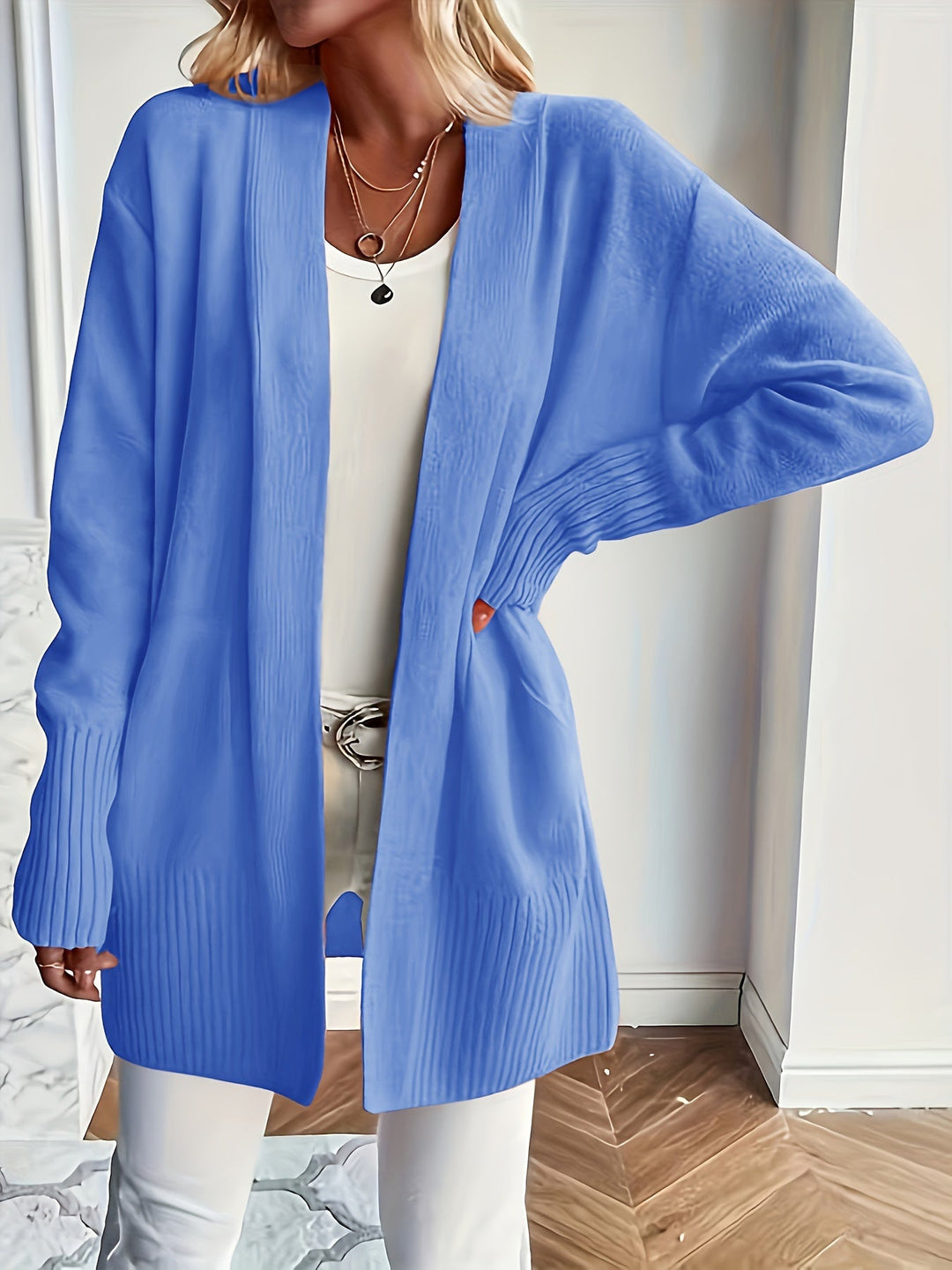 Lässiger Strickwaren-Woll-Cardigan mit Tasche für Damen | Perfekt für den Alltag