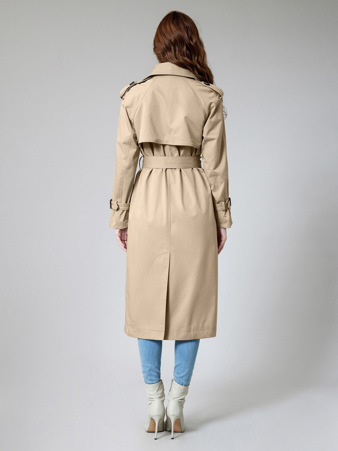 Trench-coat élégant en polyester uni tissé avec poches pour femmes | Idéal pour toutes les occasions