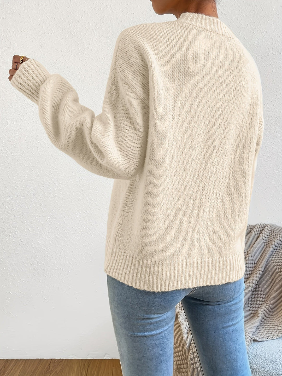 Pull en maille oversize douillet avec col rond – doux et stylé pour les jours froids