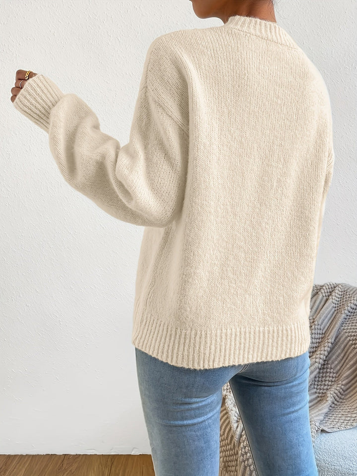 Pull en maille oversize douillet avec col rond – doux et stylé pour les jours froids