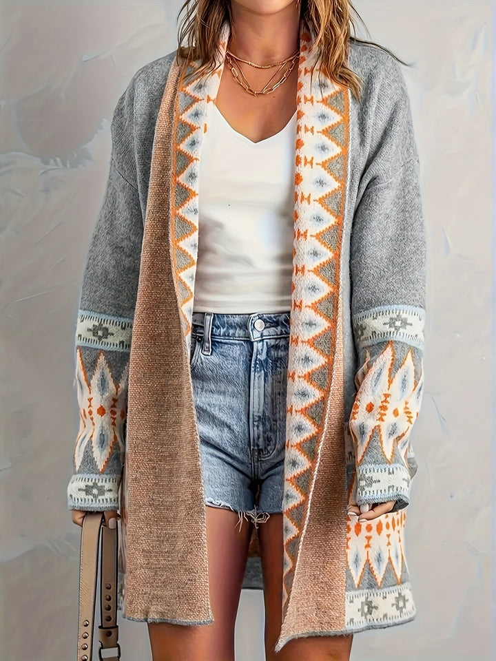 Lässiger Geo Muster Wolle Strickjacke Für Damen | Perfekt für lässige Tage