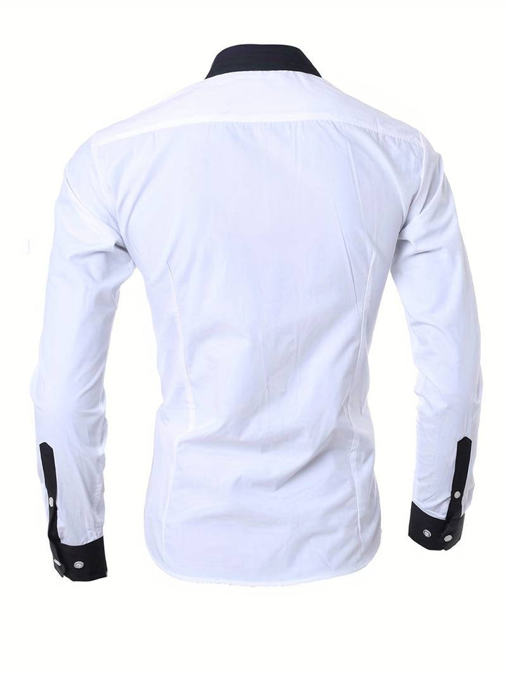 Herren Hemd mit Kontrastkragen – Slim Fit Langarmhemd für Business, Party & Abendveranstaltungen