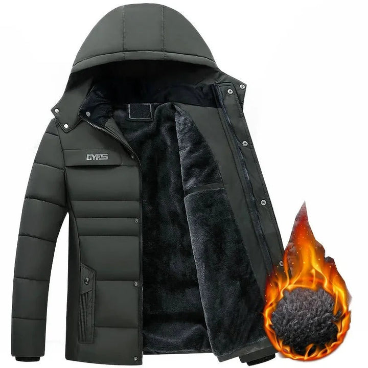 Veste d'hiver homme imperméable avec doublure en polaire – Veste matelassée chaude d'extérieur avec capuche