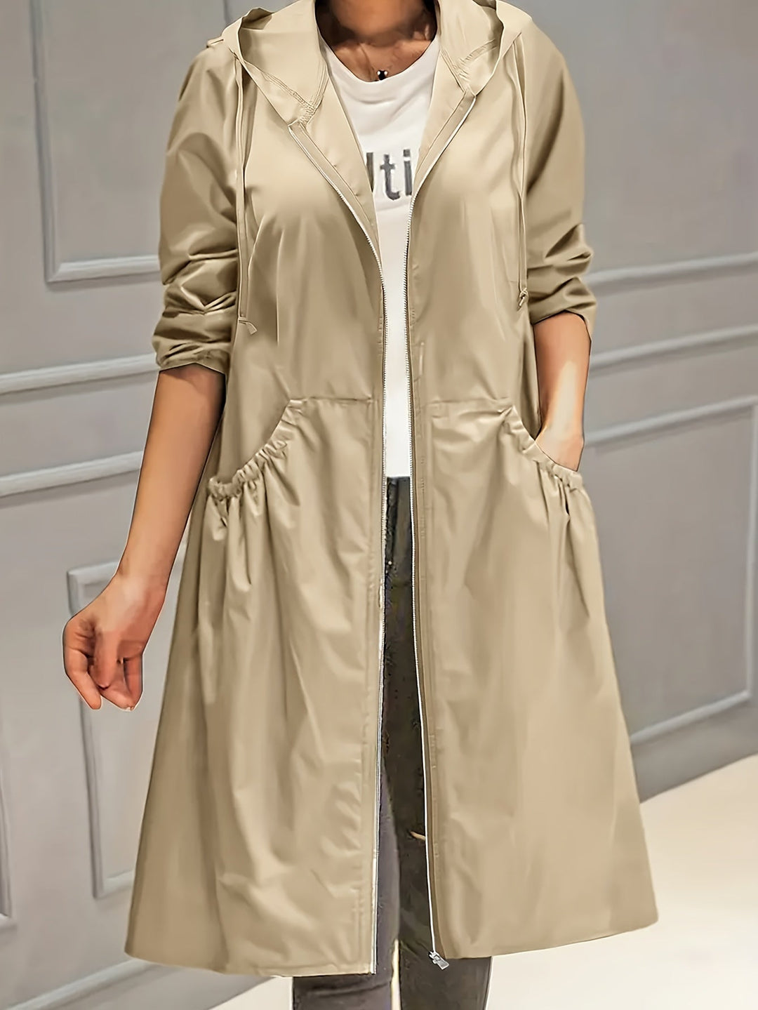 Stilvoller Vintage-Trenchcoat mit gegürteten langen Ärmeln für Damen | Perfekt für jeden Anlass