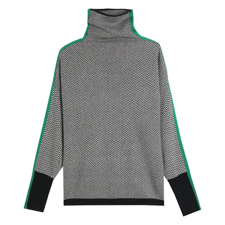 Karolina - Pull à col roulé tricoté géométrique