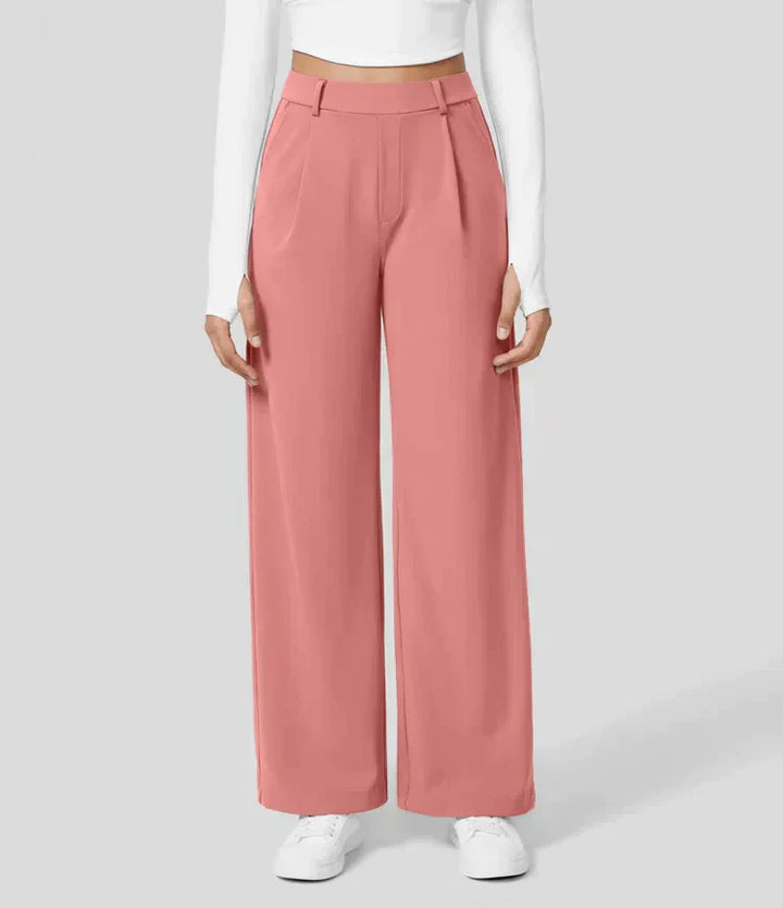 Elegante pantaloni da donna a gamba larga – vita alta, adatti per business e casual