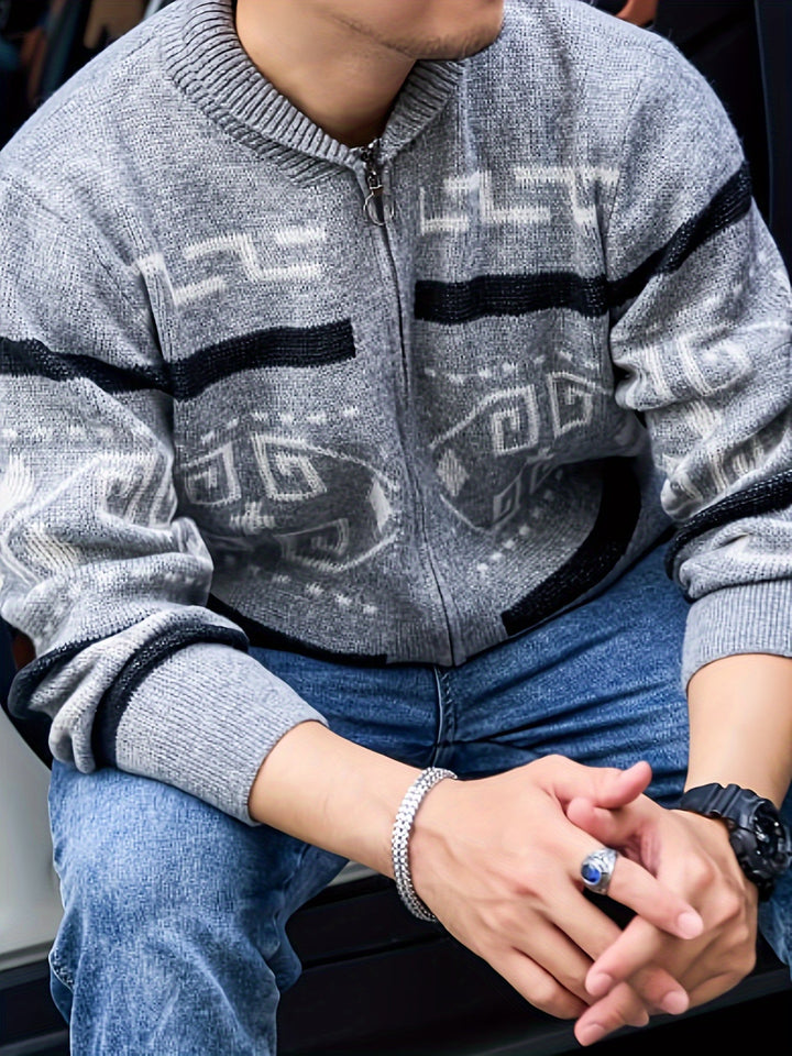 Rickie - Cardigan da uomo casual con cerniera lampo